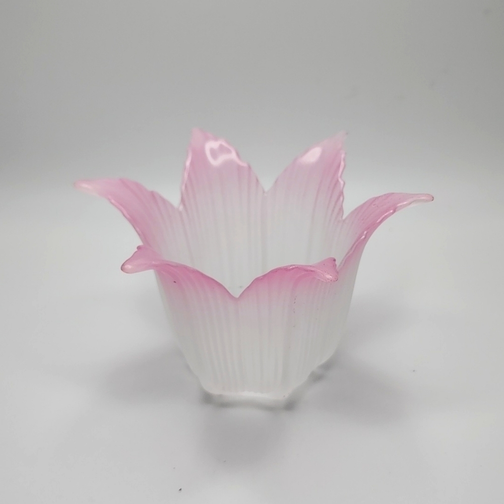 Pink Glass Tulip Vase, Votive Candleholder, Pink Glass Tealight Holder